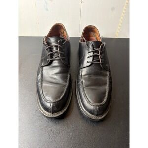 Mercanti Fiorentini 16281 Mens 10 Black Leather Apron Toe Derby Shoes Italy